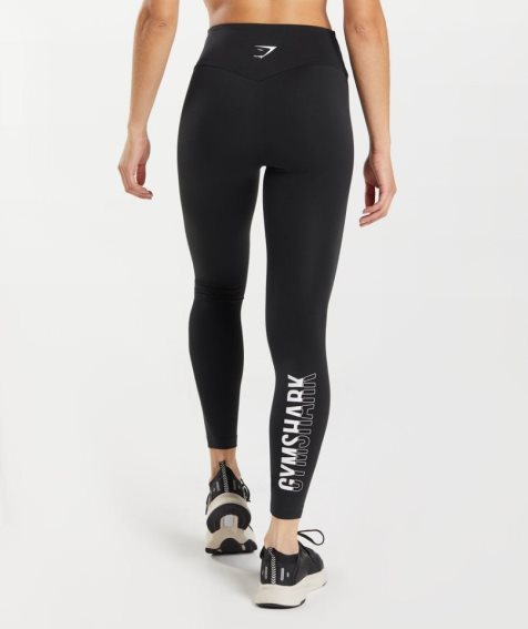 Women's Gymshark Fraction Leggings Black / White | NZ 6GHCVD